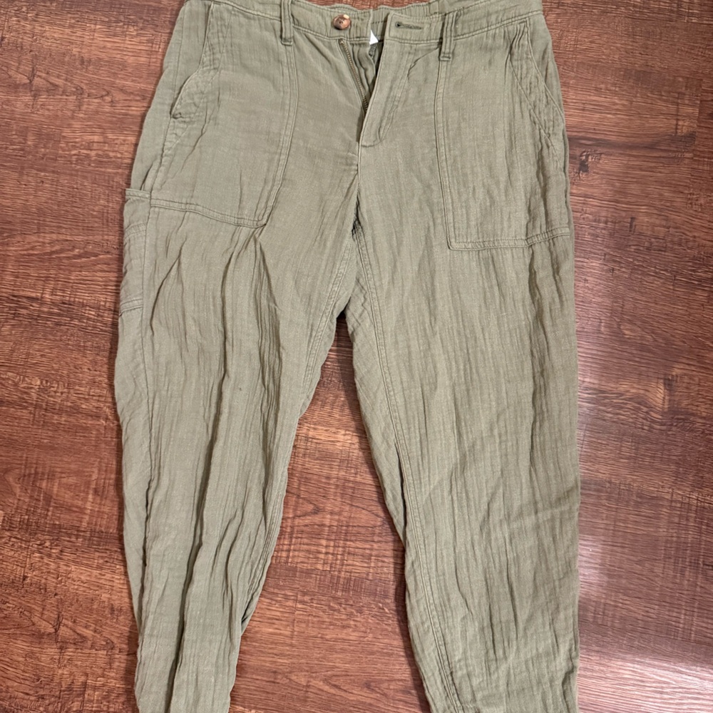Linen olive green pants